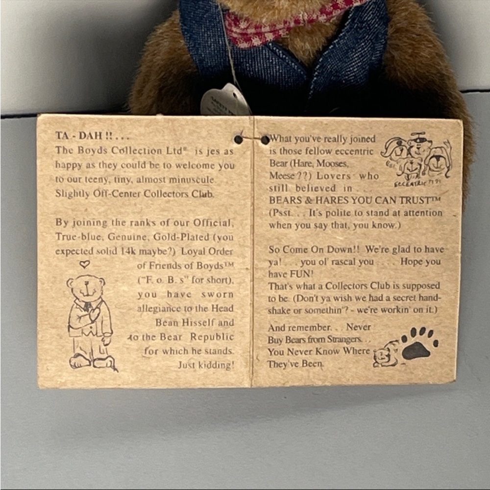 Boyds Bears Raeburn 7" 1997 Retired Fully Jointed Plush Bear With Tags - Picture 3 of 8